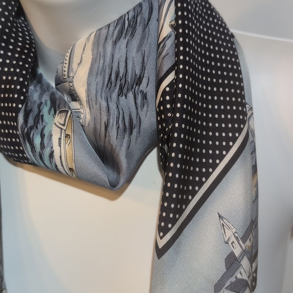 Talbots Black and White SILK Scarf - Picture 8 of 10